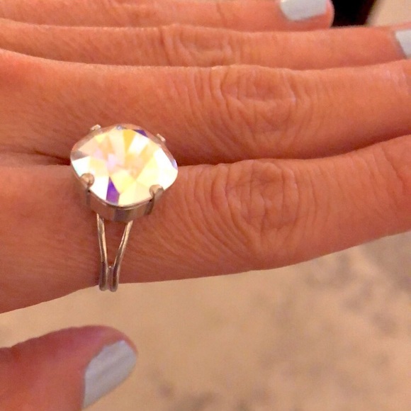 Aurora Borealis Cushion Cut Crystal Ring - Picture 5 of 16
